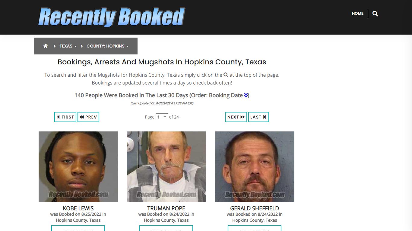 Recent bookings, Arrests, Mugshots in Hopkins County, Texas